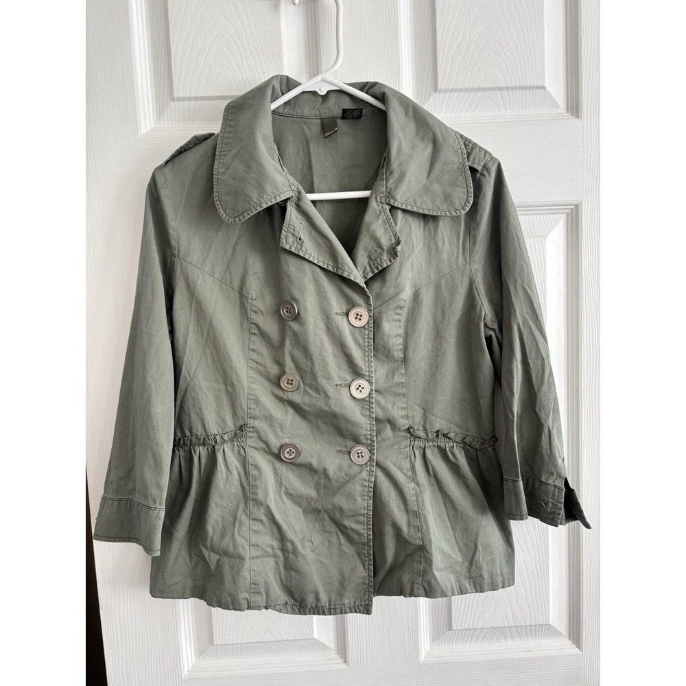 Serenade New York Women's Medium Green Cotton Utility Jacket‎ Coat Military Insp